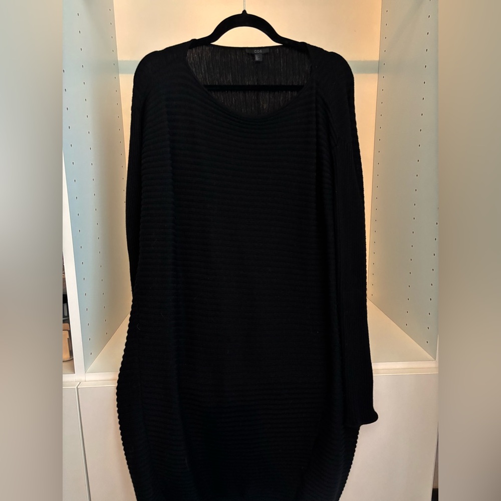COS Black Ribbed Knit Sweater Dress